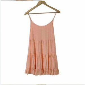 Talula Aritzia Keisei Peach Tiered Slip Flarred  Dress Sz Medium